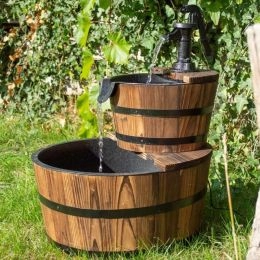 Grandwills solcelle fontæne i træ, to trin - 